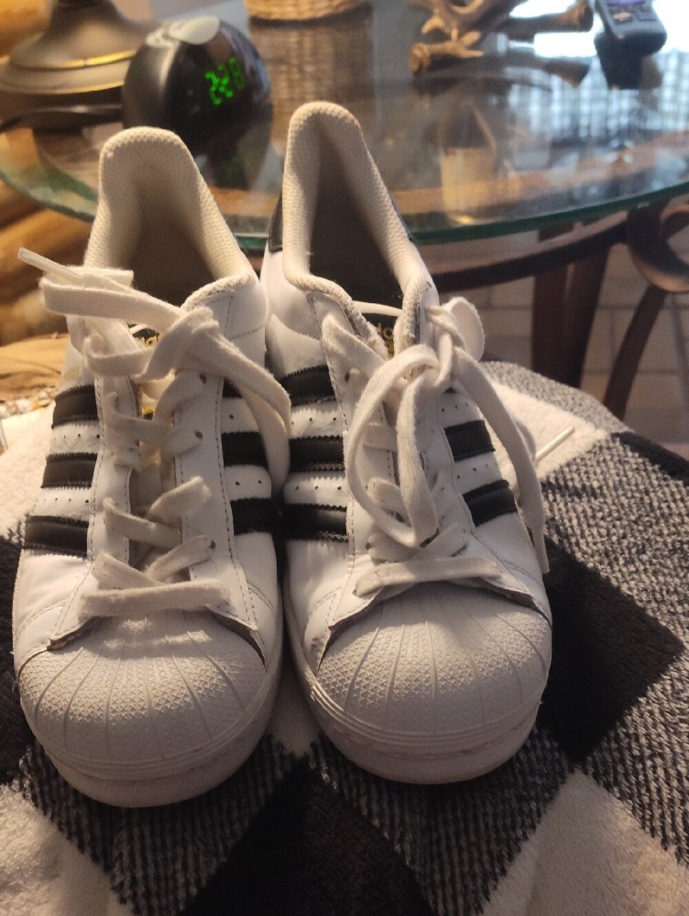 adidas Women's Ortholite White and Black Superstar Sneakers - Picture 3 of 3